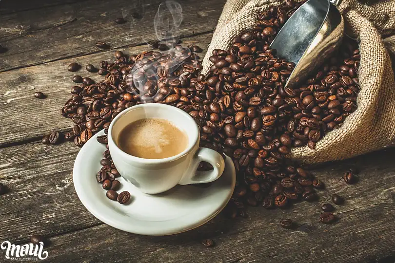 coffee cup and beans